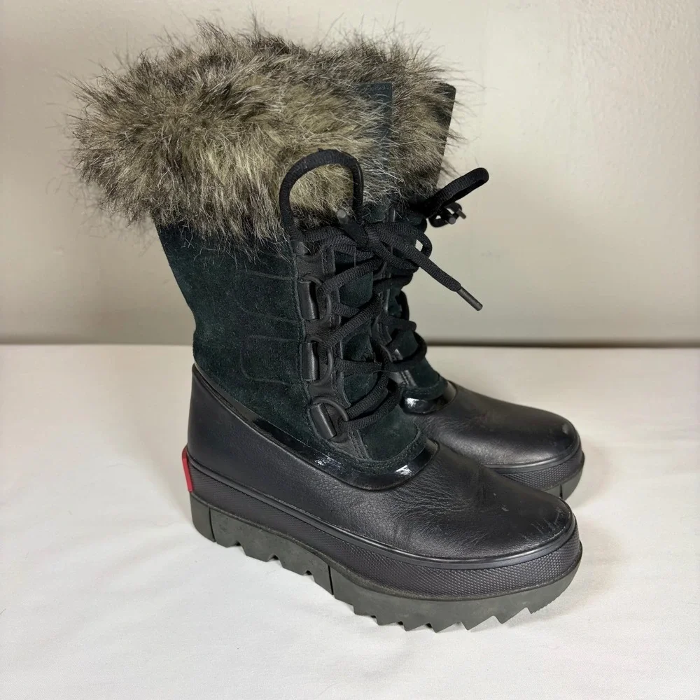 Sorel Joan of Arctic Next Lite Waterproof‎ Boots Black Faux Fur NL3367-010 5.5